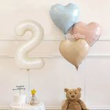 Parti Pera Krem Rakam Folyo Balon Retro Satin Mavi Su Yeşili Kalp Folyo Balon Seti - 2