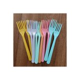 parti pera Makaron Renkli Plastik Çatal 12 Adet 6 Renk