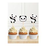 parti pera Panda Şekilli Cupcake Pasta Kürdan Süsü 15 Adet