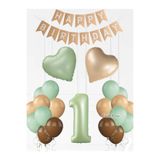 parti pera Retro Su Yeşili Rakam Folyo Balon Retro Kalp Folyo Balon Doğum Günü Balon Seti