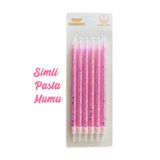 parti pera Simli Pembe Renk Pasta Mumu 6'lı Paket 15 cmDoğum Günü Pasta Mumu