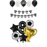 parti pera Siyah Beyaz Futbol Temalı Doğum Günü Balon Seti Kupa Folyo Balon Yıldız Folyo Balon PP