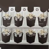 Parti Pera Siyah Futbol Şekilli Mısır Kutusu Popcorn 8 Adet - Siyah - Beyaz - Altın