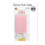 parti pera Slim ince Pembe Pasta Mumu 12'li Paket Doğum Günü Pasta Mumu