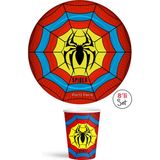 Parti Pera Spider Karton Tabak Bardak 8'li Set Örümcek Temalı Karton Tabak Bardak - Kırmızı