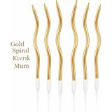 Parti Pera Spiral Kıvrık Gold Altın Pasta Mumu 6 Adet Doğum Günü Pasta Mumu