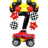 Parti Pera Yarış Temalı Araba Canavar Kamyon Folyo Balon Yıldız Folyo Balon Doğum Günü Balon Seti - Kırmızı - 7