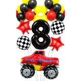 Parti Pera Yarış Temalı Araba Canavar Kamyon Folyo Balon Yıldız Folyo Balon Doğum Günü Balon Seti - Kırmızı - 8
