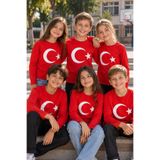 Parti Selesi Çocuk Türk Bayraklı Ay Yıldızlı Uzun Kollu Tişört Unisex | 29 Ekim 23 Nisan