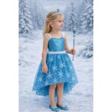 Parti Selesi Karlar Ülkesi Frozen Elsa Kostüm Mavi Ön Kısa Arka Uzun Elbise Kız Çocuk kostümü