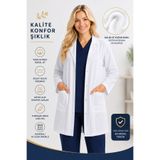 Parti Selesi Unisex ALPAKA Beyaz Önlük Öğretmen Doktor Laboratuvar Hemşire Önlüğü Uzun Kollu Ceket Boy S M L XL