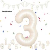 Parti Station 3 Rakam Folyo Balon Krem Renk Rakam Balon Yaş Balon 76 Cm Sayı Balon Uçan Balon Helyum Balon