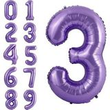 Parti Station 3 Yaş Mor Renk Rakam Folyo Balon 3 Üç Rakam Mor Renk Helyum Uçan Folyo Balon 76 Cm Rakam Balon