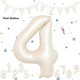 Parti Station 4 Rakam Folyo Balon Krem Renk Rakam Balon Yaş Balon 76 Cm Sayı Balon Uçan Balon Helyum Balon