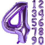 Parti Station 4 Yaş Mor Renk Rakam Folyo Balon 4 Dört Rakam Mor Renk Helyum Uçan Folyo Balon 76 Cm Rakam Balon