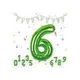 Parti Station 6 Yaş Yeşil Renk Rakam Folyo Balon 6 Altı Rakam Yeşil Renk Helyum Uçan Balon 76 Cm Rakam Balon