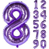 Parti Station 8 Yaş Mor Renk Rakam Folyo Balon 8 Sekiz Rakam Mor Renk Helyum Uçan Folyo Balon 76 Cm Rakam Balon
