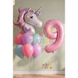 Parti Station 9 Yaş Unicorn Doğum Günü Balon Seti | Unicorn Folyo Balon + Rakam Balon + Renkli Balon Süsleme