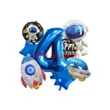 Parti Station Astronot Uzay Roket Dört Yaş Doğum Günü Balon Set PSSPCEKNSPT