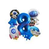 Parti Station Astronot Uzay Roket Sekiz Yaş Doğum Günü Balon Set PSSPCEKNSPT