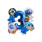 Parti Station Astronot Uzay Roket Üç Yaş Doğum Günü Balon Set PSSPCEKNSPT