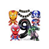 Parti Station Avengers Konsept 9 Yaş Balon Set Avengers Hulk Iron Man Kaptan Amerika Örümcek Adam Balon Set
