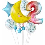 Parti Station Ay Dede 2 Yaş Balon Set Yıldız Balon Folyo Set Ay Dede Konsept Doğum Günü Set Yaş Balon Set