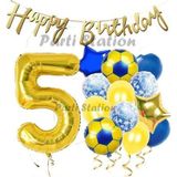 Parti Station Balon Set Sarı Lacivert 5 Yaş Balon Set Futbol Balon Set Doğum Günü Balon Set