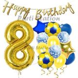 Parti Station Balon Set Sarı Lacivert 8 Yaş Balon Set Futbol Balon Set Doğum Günü Balon Set