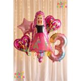 Parti Station Barbie 3 Yaş Balon Set Barbie Konsept Doğum Günü Folyo Balon Set
