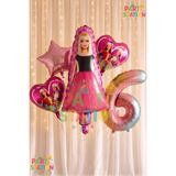 Parti Station Barbie 6 Yaş Balon Set Barbie Konsept Doğum Günü Folyo Balon Set