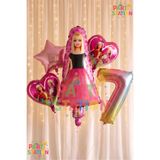 Parti Station Barbie 7 Yaş Balon Set Barbie Konsept Doğum Günü Folyo Balon Set