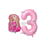 Parti Station Barbie Balon Konsept 3 Yaş Balon Set Barbie ve Pembe Rakam Balon Doğum Günü Balon Set