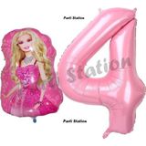 Parti Station Barbie Balon Konsept 4 Yaş Balon Set Barbie Ve Pembe Rakam Balon Doğum Günü Balon Set