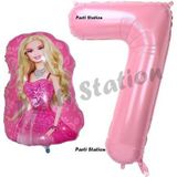 Parti Station Barbie Balon Konsept 7 Yaş Balon Set Barbie Ve Pembe Rakam Balon Doğum Günü Balon Set