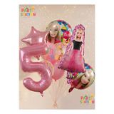 Parti Station Barbie Konsept 5 Yaş Balon Set Barbie Tema Doğum Günü Folyo Balon Set