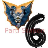 Parti Station Batman 1 Yaş Siyah Rakam Balon Set Yarasa Adam Batman Doğum Günü Parti Balon Set - Altı
