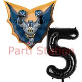 Parti Station Batman 1 Yaş Siyah Rakam Balon Set Yarasa Adam Batman Doğum Günü Parti Balon Set - Beş