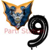Parti Station Batman 1 Yaş Siyah Rakam Balon Set Yarasa Adam Batman Doğum Günü Parti Balon Set - Dokuz