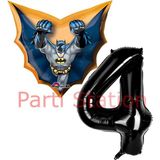 Parti Station Batman 1 Yaş Siyah Rakam Balon Set Yarasa Adam Batman Doğum Günü Parti Balon Set - Dört