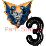 Parti Station Batman 1 Yaş Siyah Rakam Balon Set Yarasa Adam Batman Doğum Günü Parti Balon Set - Üç