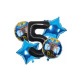 Parti Station Batman 5 Yaş Balon Set Yıldız Balon Folyo Set Konsept Doğum Günü Set Yaş Balon Set