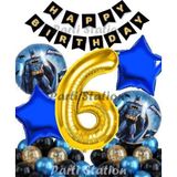 Parti Station Batman 6 Yaş Balon Set Batman Yarasa Konsept Doğum Günü Parti Balon Set Batman Folyo Balon Set