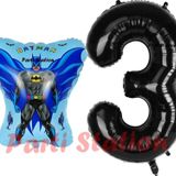 Parti Station Batman Konsept 3 Yaş Balon Set Batman Yarasa Ve Siyah Rakam Balon Doğum Günü Balon Set