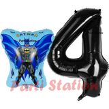 Parti Station Batman Konsept 4 Yaş Balon Set Batman Yarasa Ve Siyah Rakam Balon Doğum Günü Balon Set