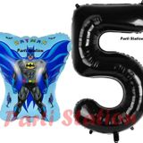 Parti Station Batman Konsept 5 Yaş Balon Set Batman Yarasa Ve Siyah Rakam Balon Doğum Günü Balon Set