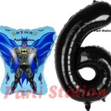 Parti Station Batman Konsept 6 Yaş Balon Set Batman Yarasa Ve Siyah Rakam Balon Doğum Günü Balon Set