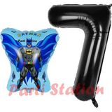 Parti Station Batman Konsept 7 Yaş Balon Set Batman Yarasa Ve Siyah Rakam Balon Doğum Günü Balon Set