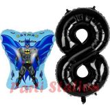Parti Station Batman Konsept 8 Yaş Balon Set Batman Yarasa Ve Siyah Rakam Balon Doğum Günü Balon Set