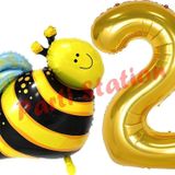 Parti Station Bee Arı Konsept 2 Yaş Balon Set Arı Balon Ve Gold Rakam Balon Doğum Günü Balon Set